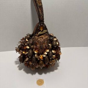 Mary Frances Amber Beaded Clutch with Dust Bag